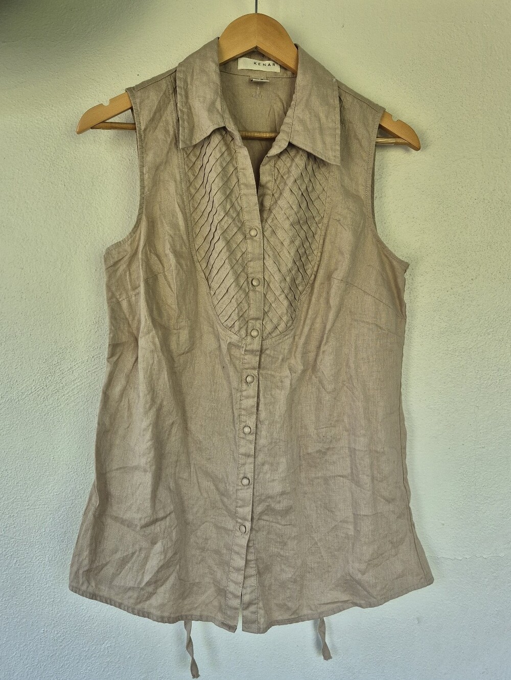 100% Linen Sleeveless Top By Kenar Medium